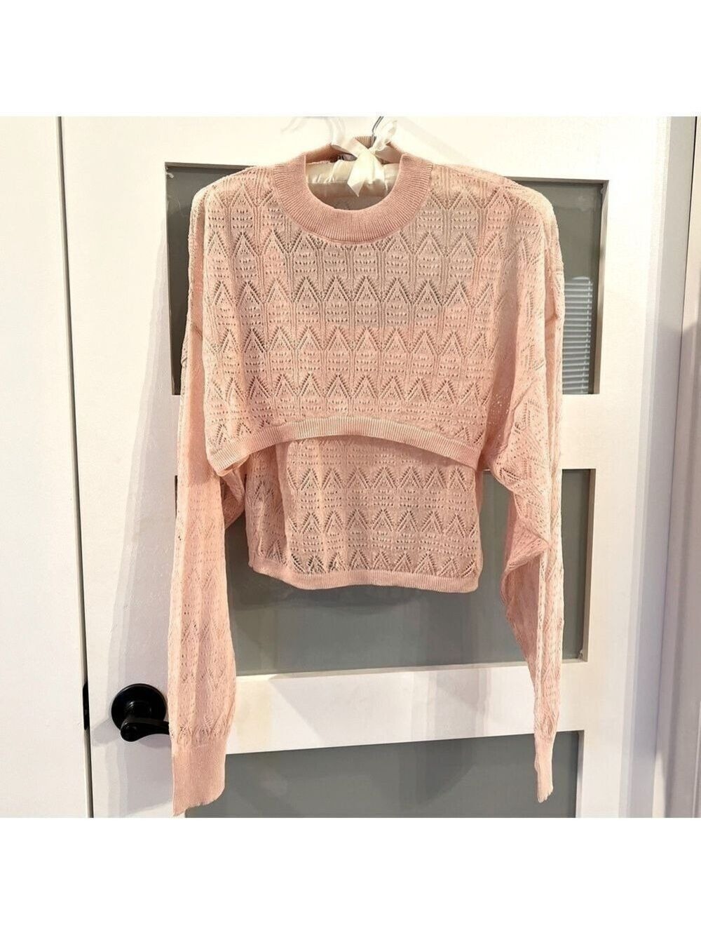 Zara soft pink lacy knit set. Size M